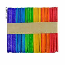 Wooden Ice cream Sticks Polished Colour Full | 6 Colour’s | 54 Sticks Approx | Size : 15×1.8cm Each)